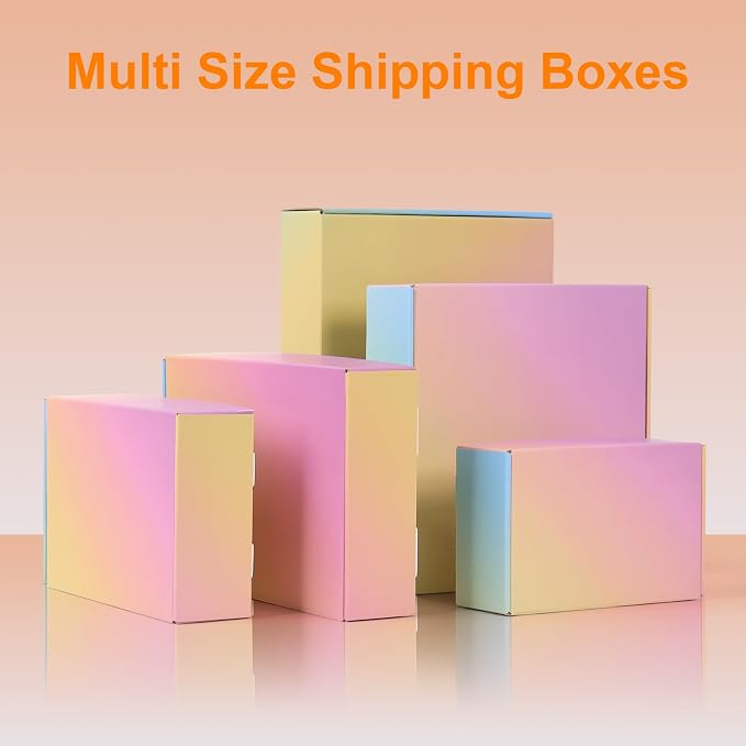 Shipping Boxes Small 7x5x2", 30 Pack Colorful Corrugated Cardboard Boxes, Mailer Boxes for Small Business Mailing Packaging