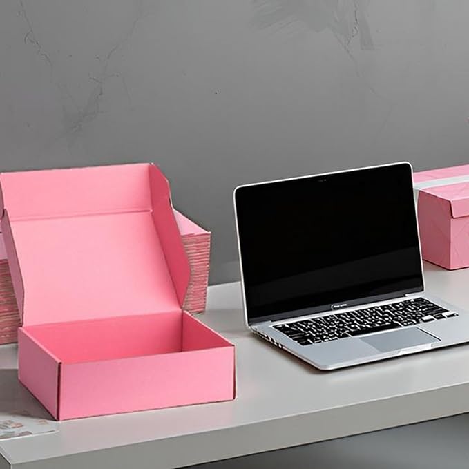 Small Shipping Boxes 12x9x3 Inches – Pink Corrugated Cardboard Boxes (20-Pack) for Mailing, Packing, Small Business & Gift Packaging - Recyclable & Sturdy