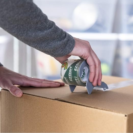 Duck EZ Start Packaging Tape, Single Roll with Dispenser, Clear Packing Tape for Mailing, Moving, Shipping & Storage, Quiet Easy Start Tape for Boxes & Shipping | Pack of 2
