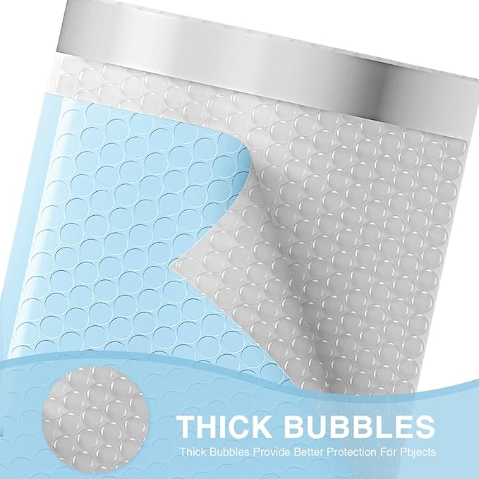 Metronic Bubble Mailers 4x7 Inch 100 Pack, Waterproof & Self-Seal Padded Envelopes, Cushioning Mailing Envelopes for Packaging Small Business, Jewelry, Makeup Supplies, Light Blue