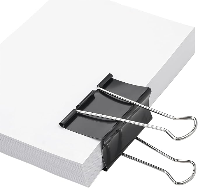 Jumbo Binder Clips 6 Pack, 3 Inch Extra Large Binder Clips Heavy Duty, Big Metal Paper Clamps Black for Thick Documents, Office Supplies, Architects, Legal Files, Chip Bag Sealer, Drawing Board Clip