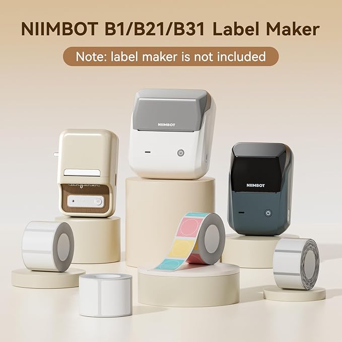 NIIMBOT Labels for B1/B21/B31 Label Maker, 40 x 30 mm (1.57'' x 1.18'') 230 Tapes/Roll, Thermal Label Tape, Waterproof, Oil-Proof for Home Office Small Business Labeling Tape Replacement(White)