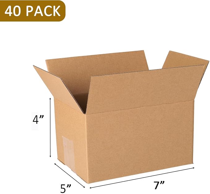 zmybcpack 80 pack 7x5x4 inch Cardboard Box Mailers, Kraft Shipping Boxes