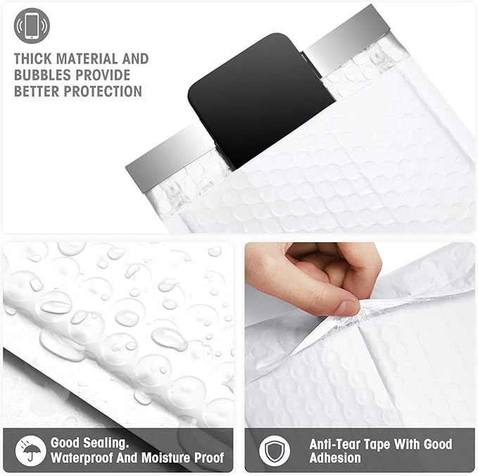 Metronic Bubble Mailer 6x10 Inch 25 Pack Usable Size 6x9" Self-Seal Padded Envelopes Cushioning Bubble Mailers for Christmas Gifts Packaging, Shipping, Mailing for Business, White Bulk #0