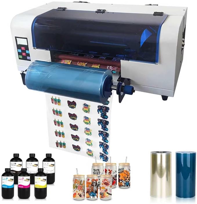 A3+ UV DTF Printer UV Sticker Printer Automatic Laminating Automatic Cleaning Come with 6x500ml Bottles Ink and A/B Film Rolls