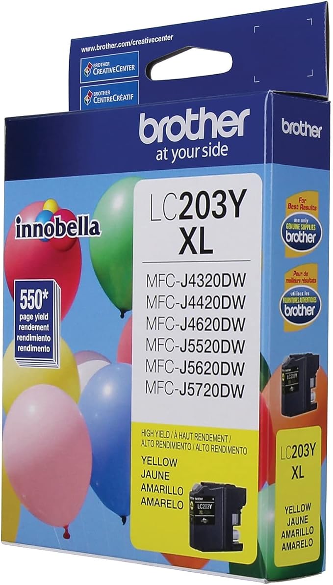 Brother Printer LC203Y High Yield Ink Cartridge, Yellow, 550 Pages, 1 Count (Pack of 1)