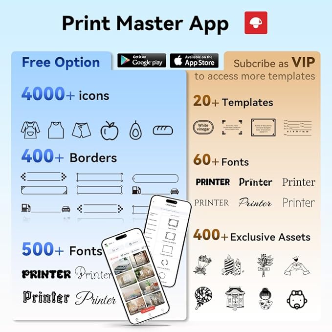 Phomemo Label Printer - M110 Barcode Printer, Upgraded Bluetooth Portable Thermal Label Maker for Product, Address, Small Business, Office, Home for Phone/Tablet/PC/Mac, with 100pcs Labels, Lake Blue