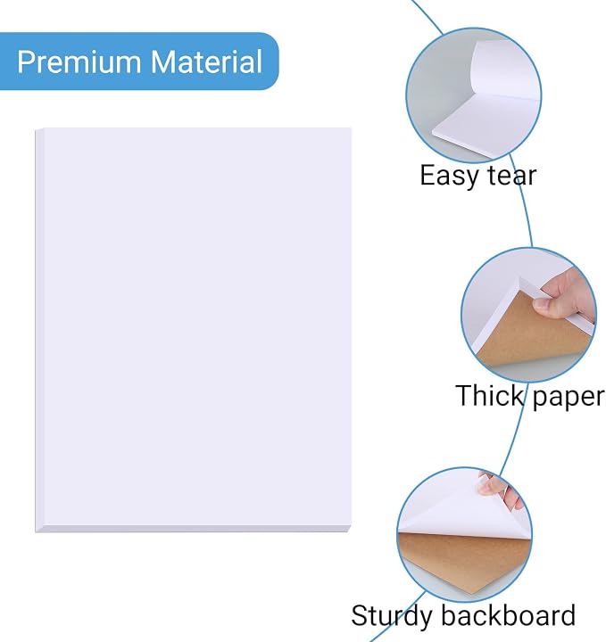 zmybcpack 6 Pack Blank White Memo Pads 8.5X11 Inch Unlined Note Pad Scratch Pads for Office, School, and Home Use (Each Pad 50 Sheets)