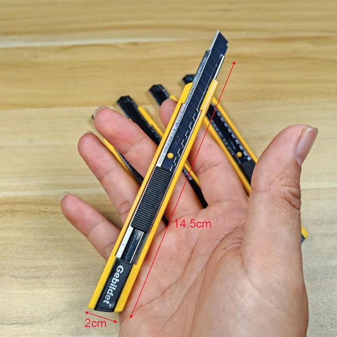 5pcs Right and Left Hand Self-Lock Cutter /9mm Snap Off Blades /60 Blade /Utility Knife /Graphic Knife (Yellow Holder)