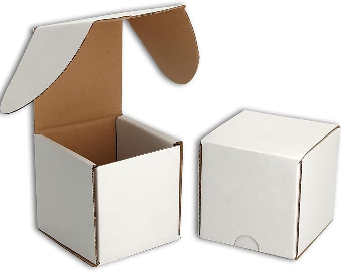 3x3x3 Shipping Boxes Set of 50, White Mailer Corrugated Cardboard Box | for Packaging, Literature, Packing, Mailing, Storage, Small Business, Moving, Gift, Supplies, Quick Fold, Tab Locking