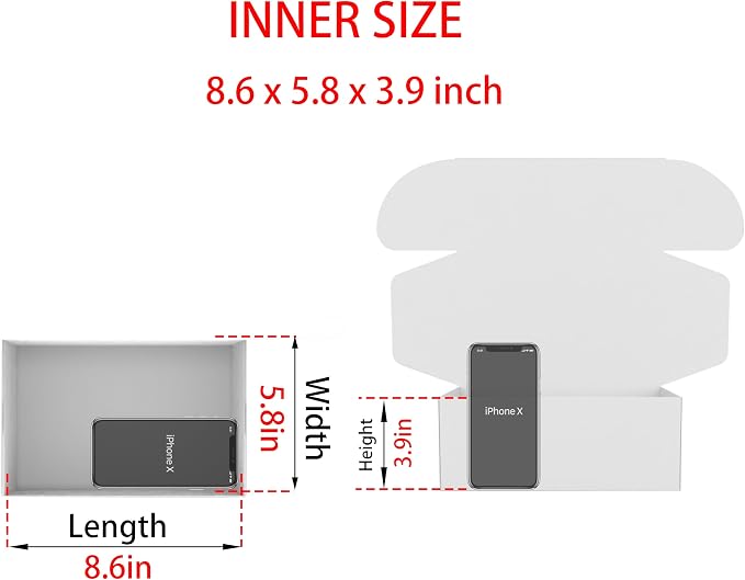 9x6x4 Shipping Boxes Set of 25, White Mailer Corrugated Cardboard Box | for Packaging, Literature, Packing, Mailing, Storage, Small Business, Moving, Gift, Supplies, Quick Fold, Tab Locking