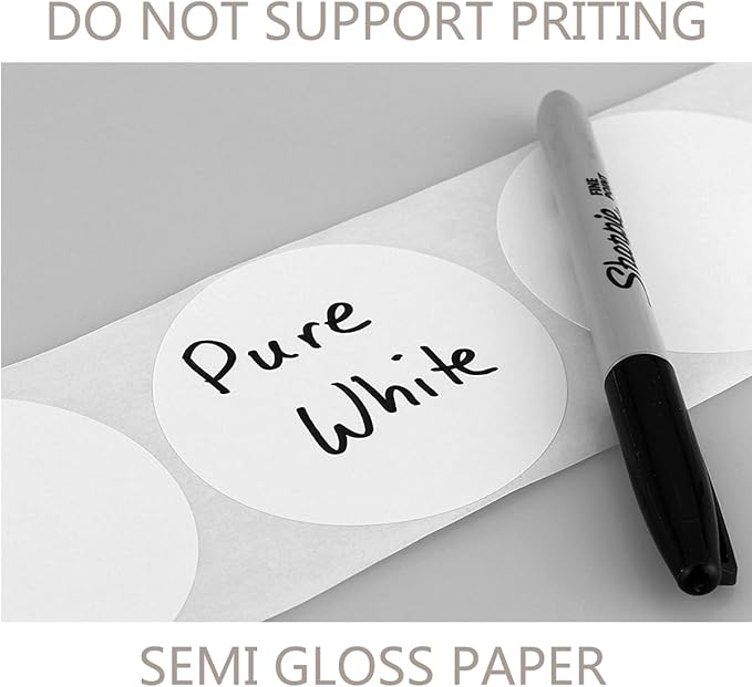 Hybsk White Color Coding Dot Labels Round Semi Gloss Paper Stickers Adhesive Label - DO NOT Support Printing(2 inch)