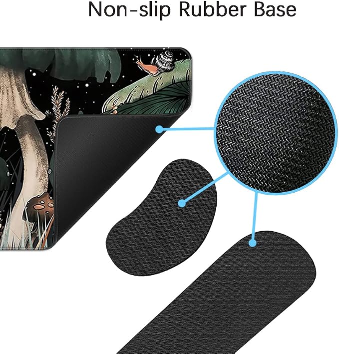 MIBITRI Keyboard Mouse Pad Set, Extended Gaming Mouse Pad+Ergonomics Keyboard Wrist Rest Support, Memory Foam, Easy Typing Pain Relief, 4Pcs XXL Ultra Thick Desk Mat, Snails and Mushroom