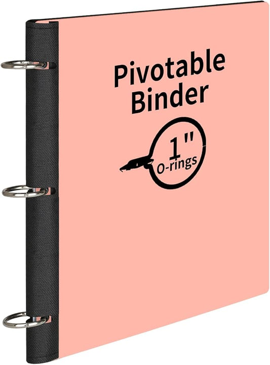 360° Pivotable 3 Ring Binder, Soft 1 inch Binders 3 Ring, Flexible Thin Soft Three Ring Binder Fits 8.5" x 11", for Home, School and Office-Pink