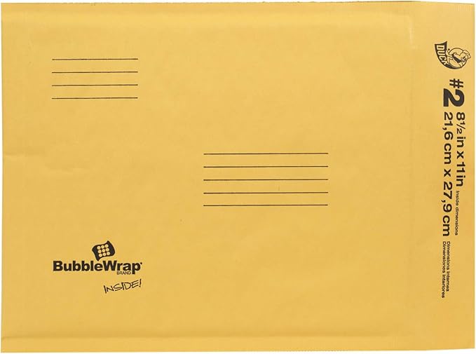 Duck Brand Kraft Bubble Mailers, #2-8.5 x 11 Inches, 5-Pack (284692)