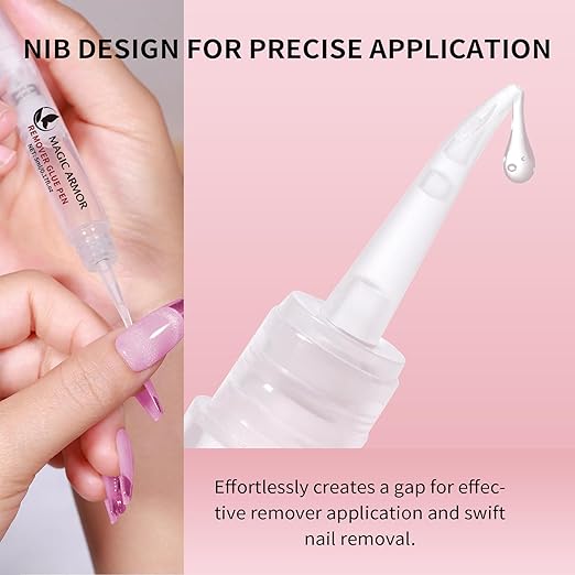 15g Semi Solid Nail Glue Gel with 5ml Remover Glue Pen, Super Glue for Press On Nails, No UV Light Needed Long Lasting, Click Removal Pen Design 3-in-1 Remover
