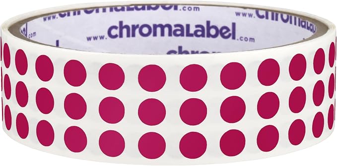 Magenta Dot Stickers, 1/4 Inch, 1000/Roll | Writable Semi-Gloss Magenta Circle Labels for Offices, Retail and Classrooms. Made in USA