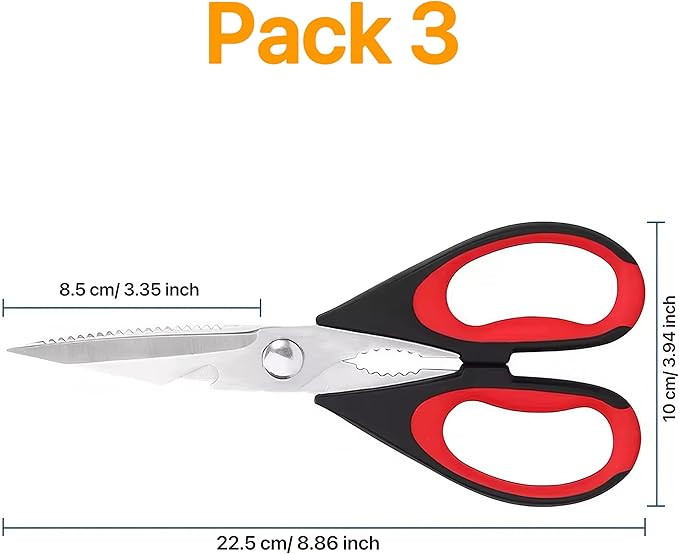 Professional Kitchen Scissors Heavy Duty - Multi-Purpose Kitchen Shears for Meat, Poultry, Food - Stainless Steel Cooking Scissors - Dishwasher Safe Culinary Shears