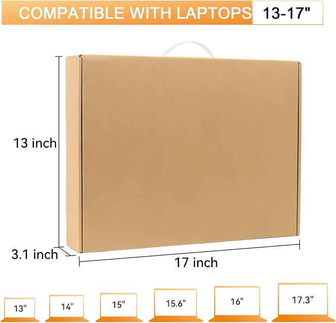 Laptop Shipping Box with Foam Protection, Secure Mailer for Up to 17 Inch Laptop, Safe Cardboard Shipping Box for Notebook Computers (17x13x3.1) (Pack of 2)