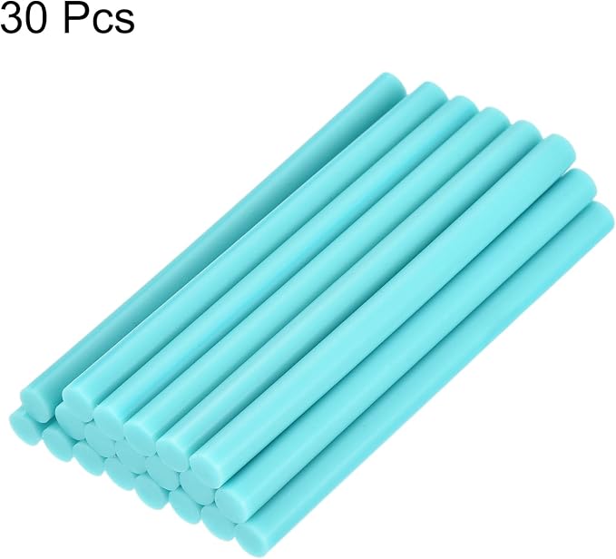 uxcell 30pcs Mini Hot Glue Gun Sticks 4-inch x 0.27-inch High Sticky Small Hot Glue Sticks for Glue Gun, Bright Blue