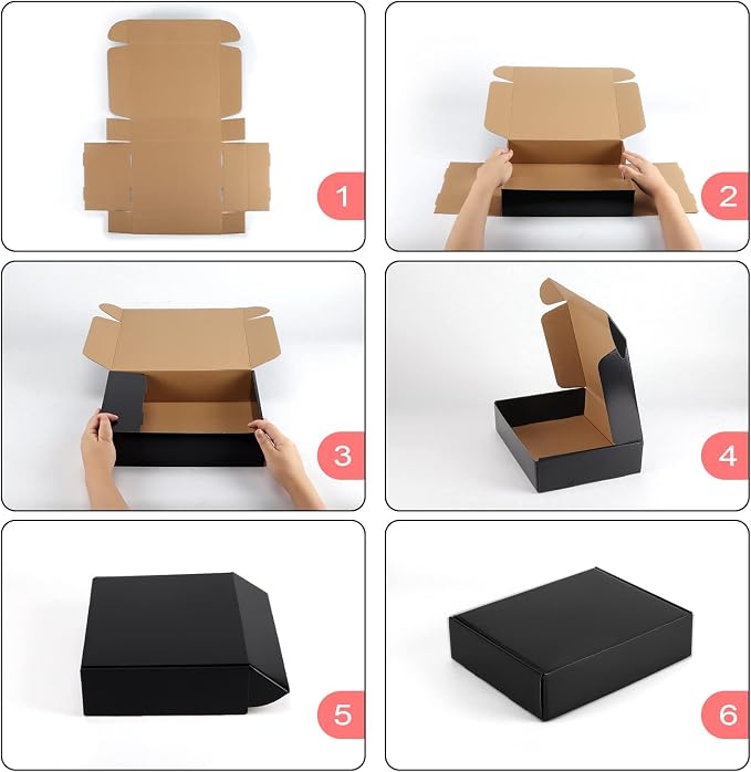 Hoikwo Medium Shipping Boxes for Mailing Shipping Packaging, Corrugated Cardboard Boxes for Packaging Small Business, (Black, 12x9x3-20 Pack)