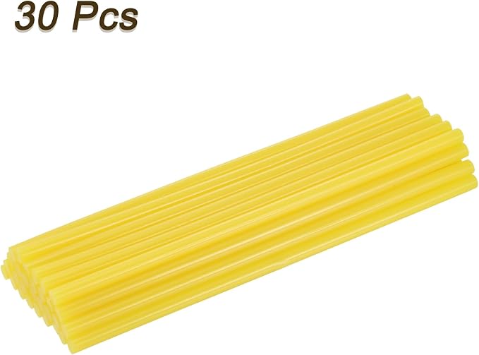 uxcell 30pcs Full Size Hot Glue Gun Sticks 8-inch x 0.27-inch High Sticky Small Hot Glue Sticks for Glue Gun, Yellow