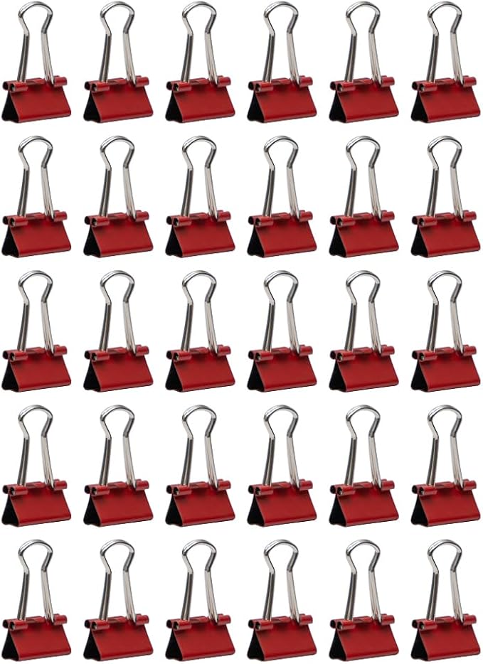 JAM PAPER Colorful Binder Clips - Extra Small - 3/5 Inch (15 mm) - Red Binderclips - 30/Pack