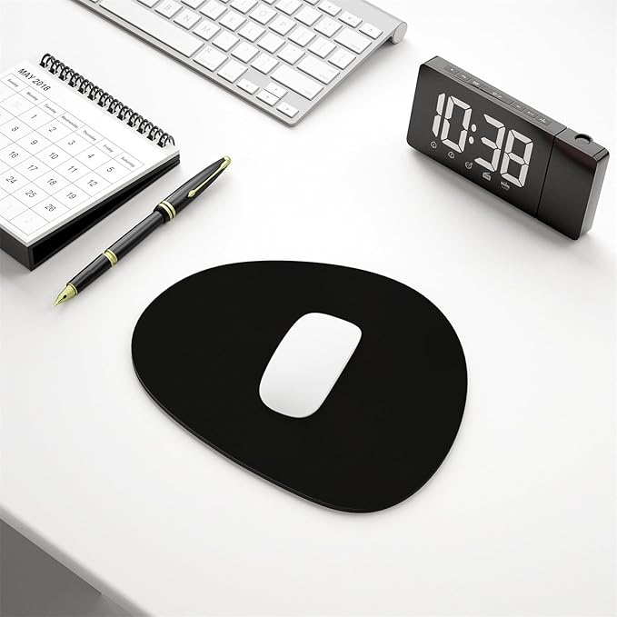 Hsurbtra Mouse Pad, Premium-Textured Small Oval Mousepad 8.7 x 7.1 Inch Black, Thick 3 mm Anti-Slip Waterproof Rubber Pretty Cute Computer Mat for Office Home Gaming Laptop Men Women Kids