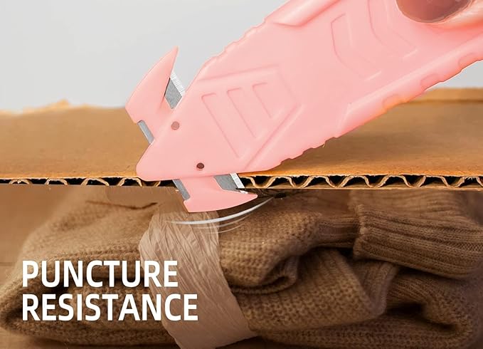 T TOVIA 100 Pcs Safety Box Cutter Knife of Double-sided Recessed Concealed Blade for Household, Warehouse, Workshop - Pink