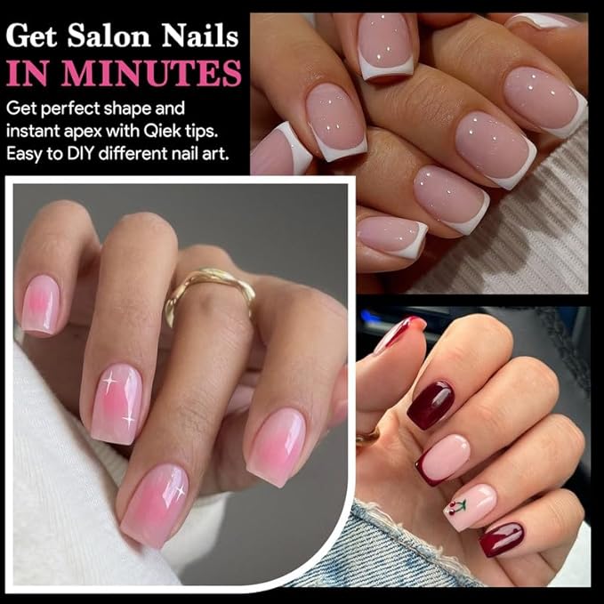 Extra Short Square False Nail Tips, 15 Sizes 510 PCS Clear French Press On Fake Nail Pre-shaped Half Matte Full Cover Gel Nail Tip Extensions Thick Long Lasting for DIY Beginners & Salon Manicure
