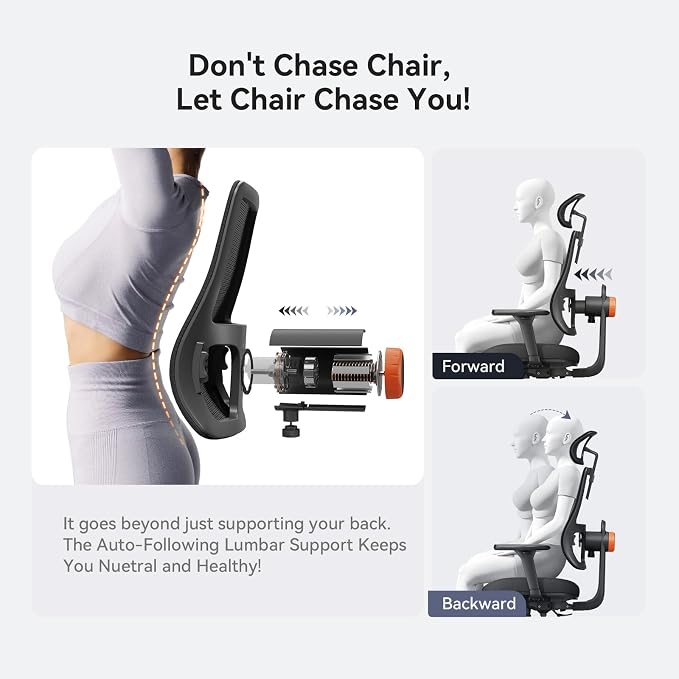 Ergonomic Office Chair-Home Office Desk Chair with Footrest, Auto-Following Backrest & Headrest, 4D Armrests, 96°-136° Recline (Black, 2D Headrest)