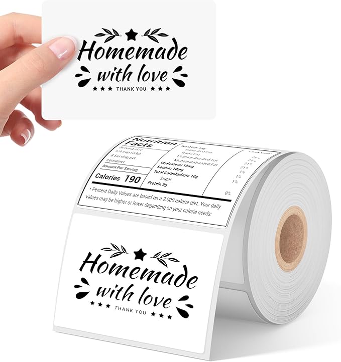 Phomemo 4"x3" Thermal Labels Roll for Small Business Supplies - Commercial Grade Logo Stickers for Business Customized - Waterproof Shipping Labels for Thermal Label Printer - 500 PCS Shipping Seals