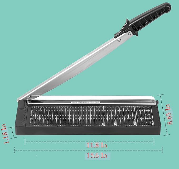 A4 Heavy Duty Paper Cutter, 15.6 in x 8.8 in 8 Sheets Capacity Paper Trimmer for Coupon, Label, Cardstock, and Scrapbooking Craft for Office and Home (Black)