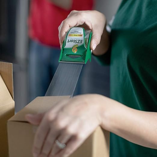 Duck EZ Start Clear Packing Tape with Dispensers – 6 Pack of Quiet Easy Start Packaging Tape for Boxes, Shipping, Moving & Storage - 1.88 Inch x 22.2 Yards - 1.5" Core - Clear (824922)