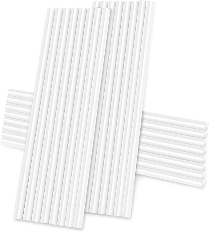White Hot Glue Sticks, 24PCS Mini Size 0.27" Dia x 8" Long Hot Melt Glue Stick Colored, All Temperature Adhesive EVA Glue Sticks for Repairing Sealing Stamp DIY Art Craft Decoration