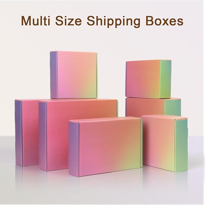 9x6x4 Shipping Boxes Medium, 30 Pack Rainbow Corrugated Cardboard Mailer Boxes for Small Business, Mailing, Packaging