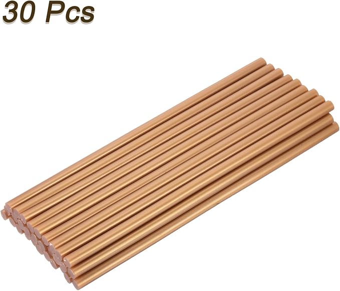 uxcell 30pcs Full Size Hot Glue Gun Sticks 8-inch x 0.27-inch High Sticky Small Hot Glue Sticks for Glue Gun, Metallic Gold