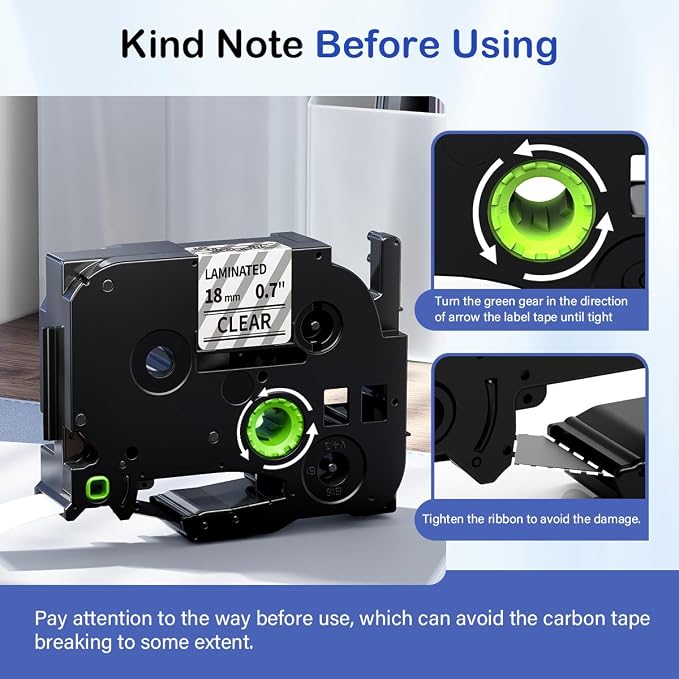 Labelife Label Maker Tape 18mm Clear TZe-141 Replace for Brother P Touch | TZe TZ Tape 18mm 0.7 Laminated Clear TZe141 TZ-141 3/4 Inch Label for Ptouch PTD600 PTD400AD PT1880, 5-Pack