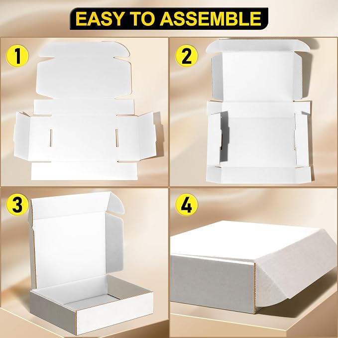 12x9x2 inches Shipping Boxes Set of 25, Corrugated Cardboard Boxes Literature Mailer Boxes Gift Boxes Small Boxes for Shipping Wrapping Mailing Packaging Small Business, White