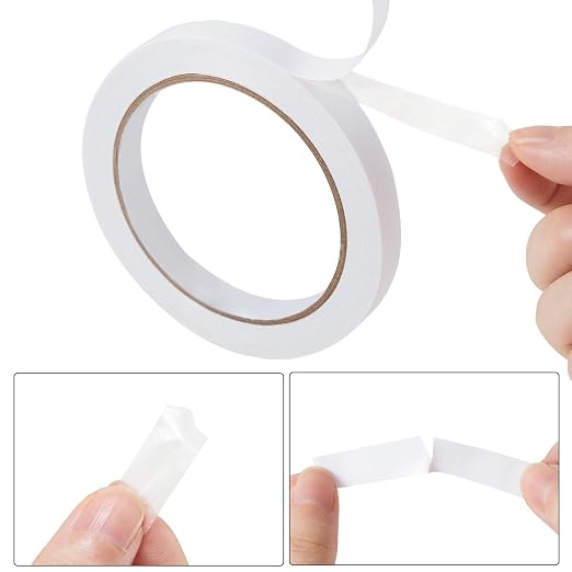 1/4" 2 Rolls Double Sided Adhesive Sticky Tape for Arts, DIY, Crafts, Photography, Scrapbooking, Card Making, Gift Wrapping, Office School Stationery Supplies, Home Supplies(Width: 6mm)