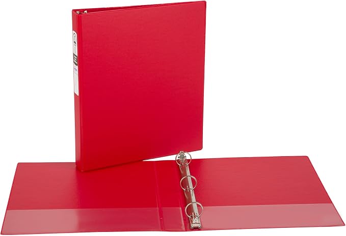 Avery Standard 3 Ring Binder, 1" Round Rings, 4 Red Binders | For School, Home and Everyday Organization, Tear-Resistant Textured Cover, Lay-Flat Back-Mounted Rings, 2 Nonstick Pockets
