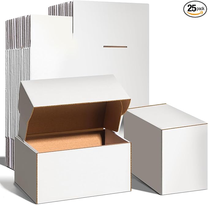 9x6x4 inches Shipping Boxes Set of 25, White Corrugated Cardboard Boxes Literature Mailer Boxes Gift Boxes Small Boxes for Shipping Wrapping Mailing Packaging Small Business