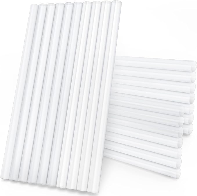 Manarty Clear Hot Glue Sticks Full Size, 0.43" Dia x 8" Long Hot Melt Craft Glue Sticks for Fabric Wood, All Temp Adhesive Glue Sticks for Repair, Decoration, Art, DIY, Gluing Project, 24 PCS