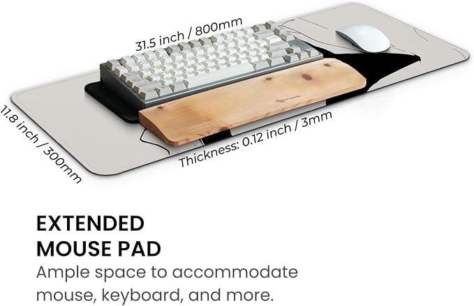 MAY FLOWER Large Gaming Mouse Pad, Full Keyboard Mat, Long Laptop Mousepad, Computer Mouse Mat for Home and Office, Anti-Slip Rubber Base, 31.5 x 11.8 Inches (Black Cat)