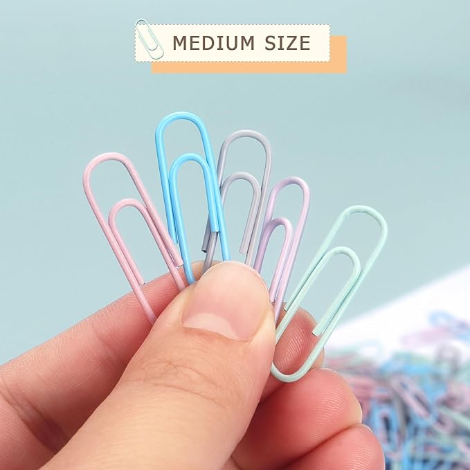 Tamaki 500 PCS Paper Clips, Medium Size Colored Papers Clips, Colored Clip for Paper Work Office School and Personal Use