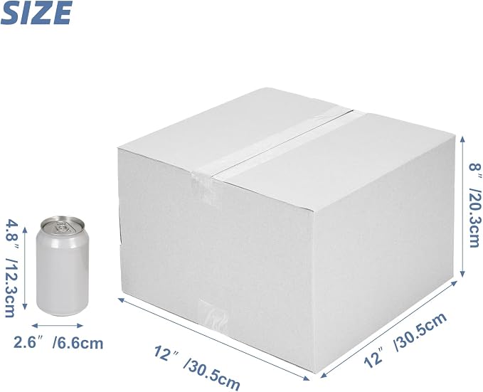 Hoikwo 12x12x8 Thin Light Weight Shipping Boxes Set of 15 | White Corrugated Cardboard Box for Small Business for Packaging Mailing Light Weight Items