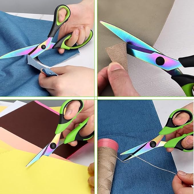 Scissors All Purpose,Titanium Blades Scissors, Heavy Duty, Soft Grip Handle - Set of 3, Great for Office, Sewing, Arts & Home