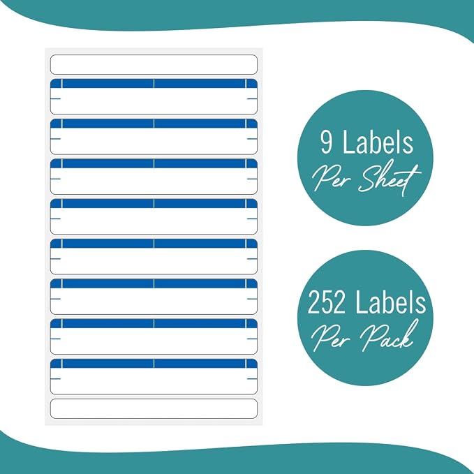 File Folder Labels 28 Sheets Light Blue File Labels a Total of 252 File Labels for File Folders