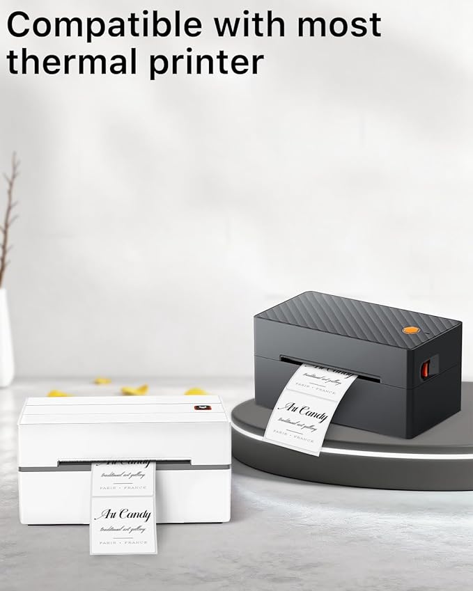 iEager White Square Thermal Label Stickers, 2"x2" Self-Adhesive Square Direct Thermal Labels with Perforation Line, 500 Sheets/Roll