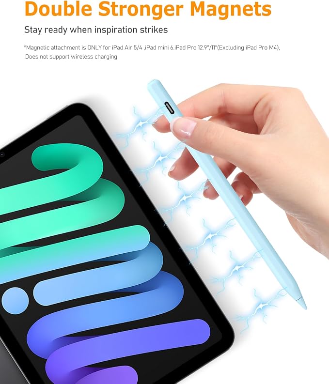 Blue Stylus Pen for iPad Pro Air Mini 2018-2026, Palm Rejection Fast Charge | Compatible with iPad 6–11 Gen (A16), iPad mini 5/6/7, iPad Air 3–6 Gen (M2/M4), iPad Pro 11/12.9" 1–6 Gen, M4 iPad Pro 11/13"